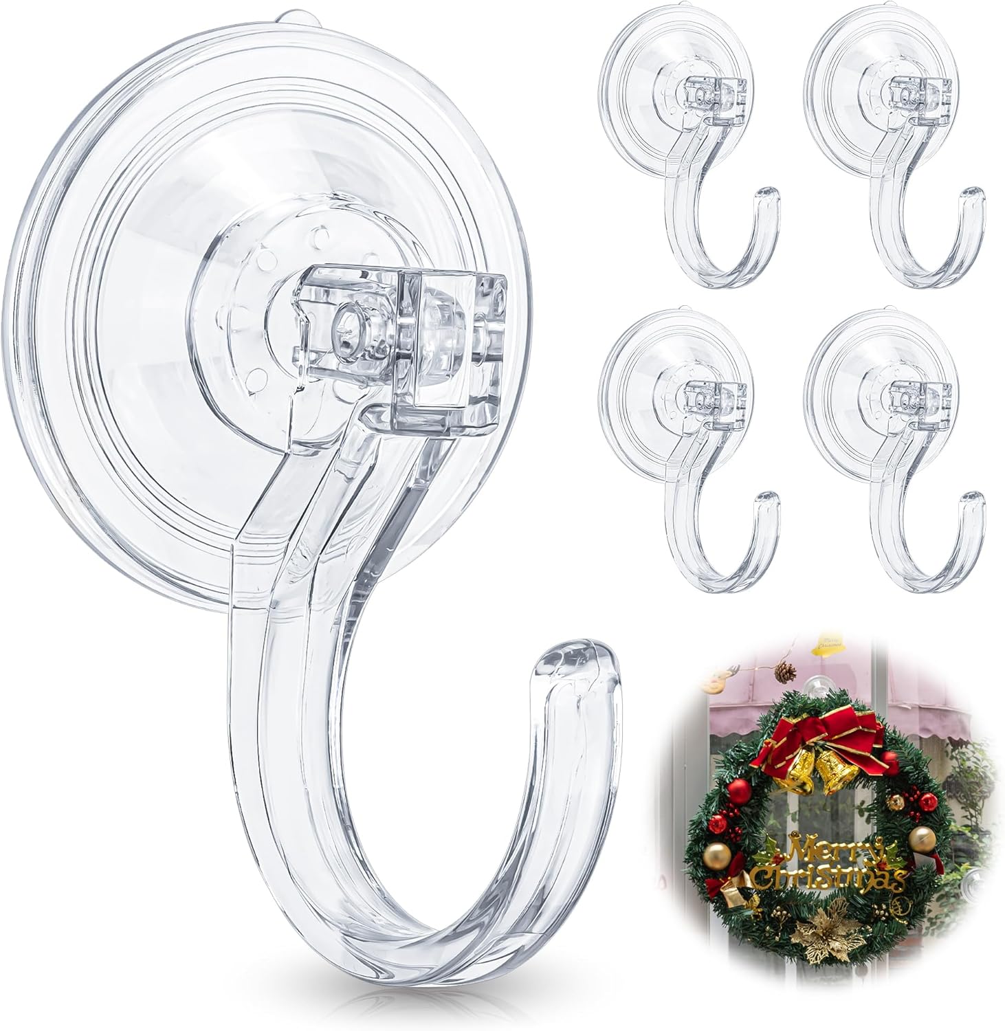 Antimbee Extra Large Wreath Hangers - Heavy Duty Suction Cup Hooks for Front Door | No Tools, Holds Up to 18 Lbs