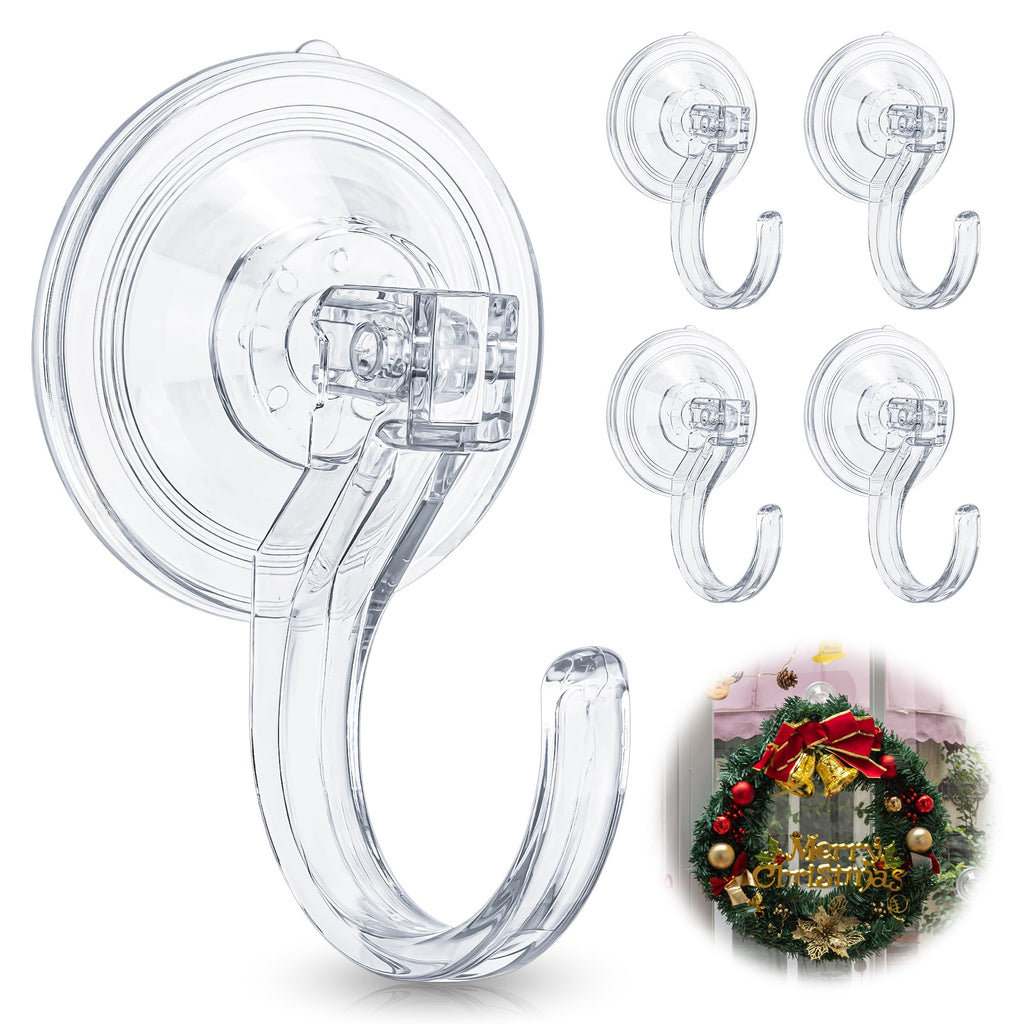Antimbee 4 Pack Wreath Hangers for Front Door, Extra Large Suction Cup Hooks, Heavy Duty 1.9" Hooks for Easter Garland, No Tools, No Damage Wreath Holder for Glass Windows Shower, Hold Up to 18 Lbs