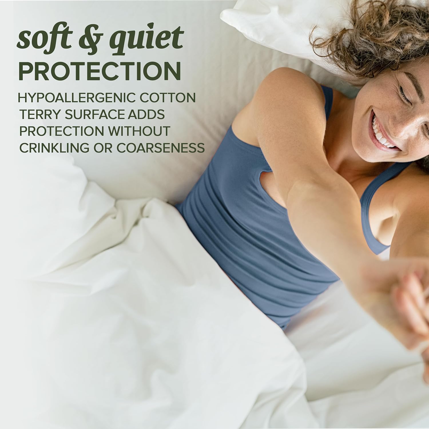 Beckham Hotel Collection Mattress Protector - Silent Waterproof Cotton Blend, Low-Profile Design, Queen