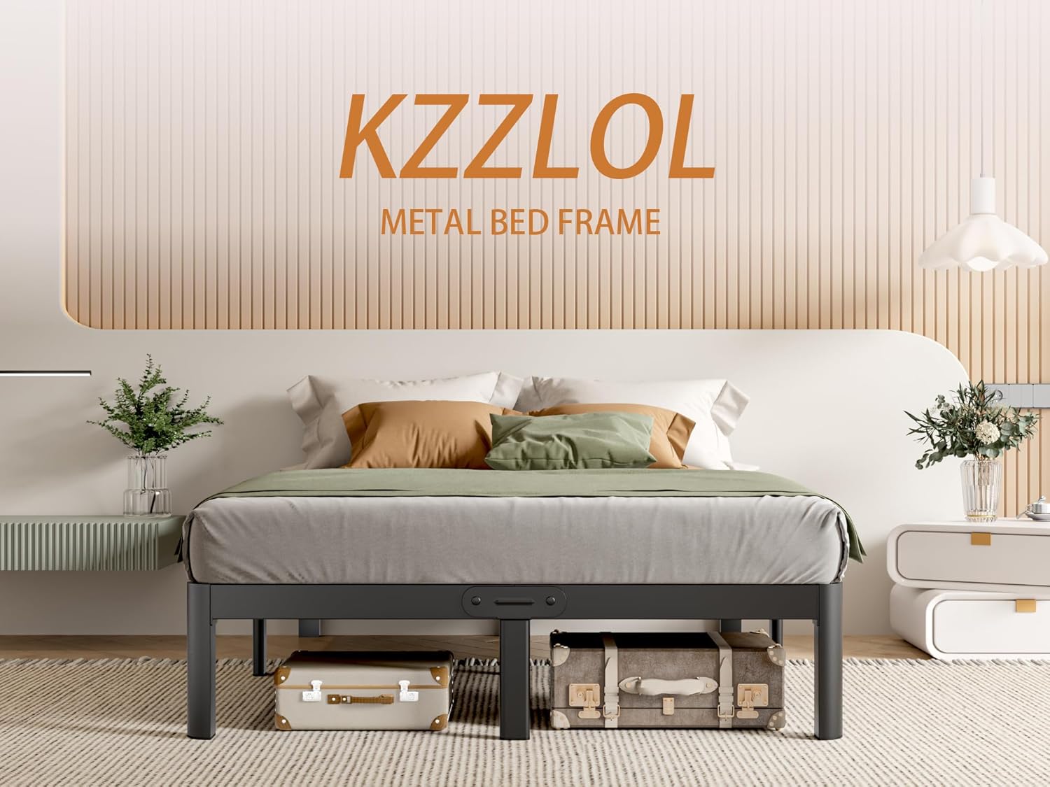 Skiennix Full Size Bed Frame - Heavy Duty 14 Inch Metal Design with No Box Spring Needed | Noiseless & Easy Assembly, Black