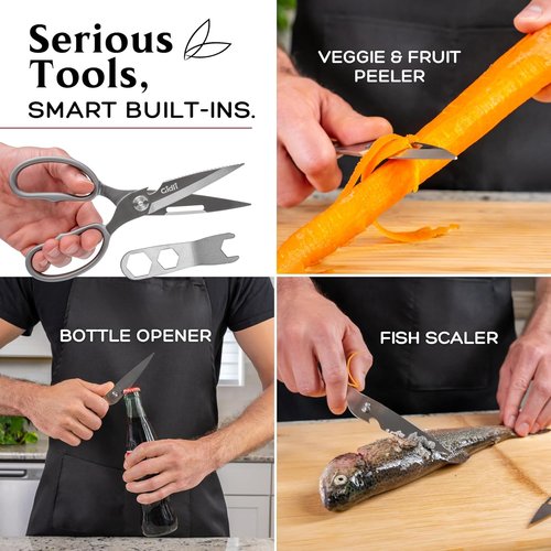 Gidli Premium Kitchen Scissors - Heavy Duty Stainless Steel Shears | Dishwasher Safe & Easy to Clean