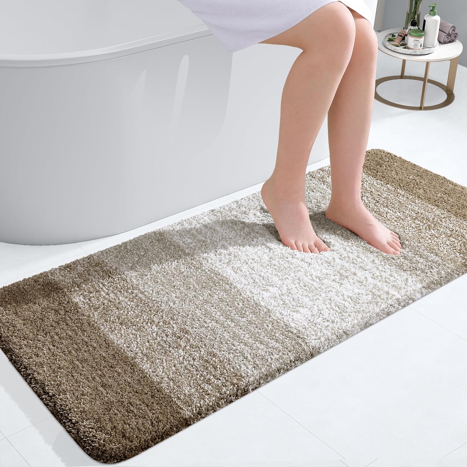 OLANLY Bathroom Runner Rug - Extra Soft Microfiber Mat | Quick-Dry, Washable 47x20 Coffee Color