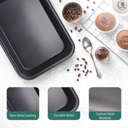 Fusion Bliss Nonstick Baking Sheets Set - 3-Piece Heavy Duty Carbon Steel Oven Pans for Roasting & Cookies