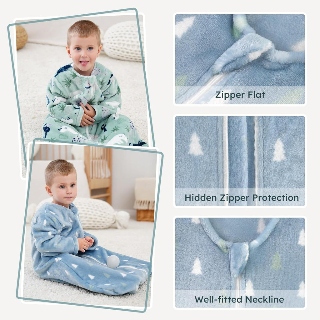 Yoofoss Baby Sleep Sack - Long Sleeve 1.5 Tog Fleece Wearable Blanket for 12-18 Months | Soft & Warm