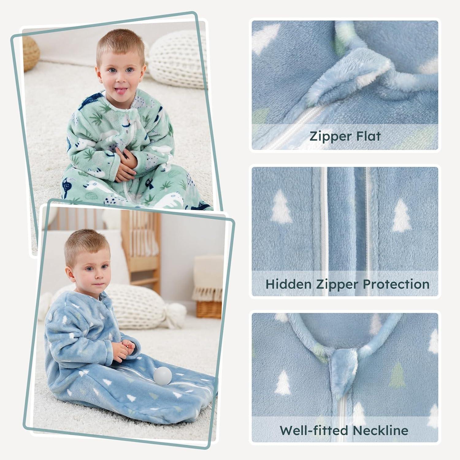 Yoofoss Baby Sleep Sack - Long Sleeve 1.5 Tog Fleece Wearable Blanket for 12-18 Months | Soft & Warm