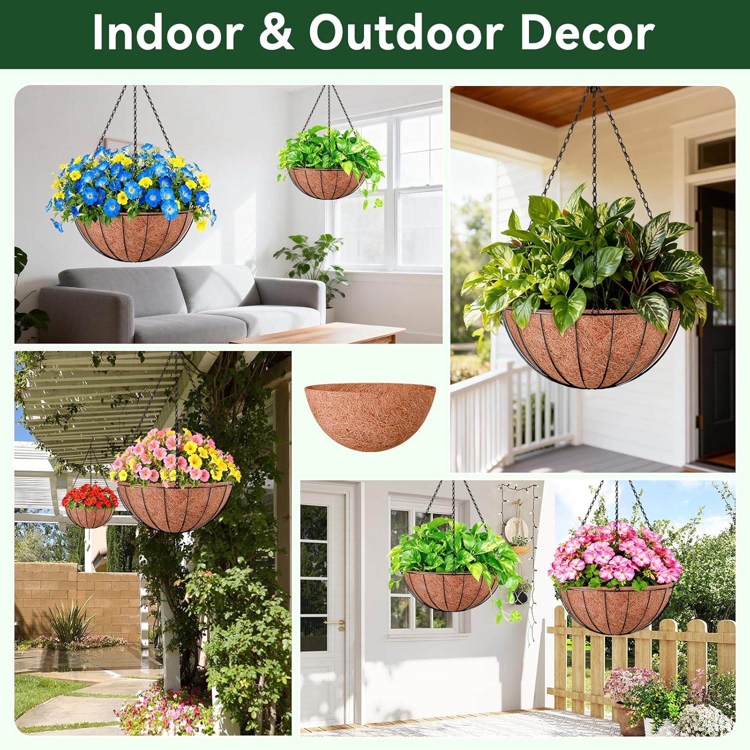ZeeDix Coconut Liners - 10 Inch Round Planter Liners | Natural Coir Replacement for Flowers & Vegetables
