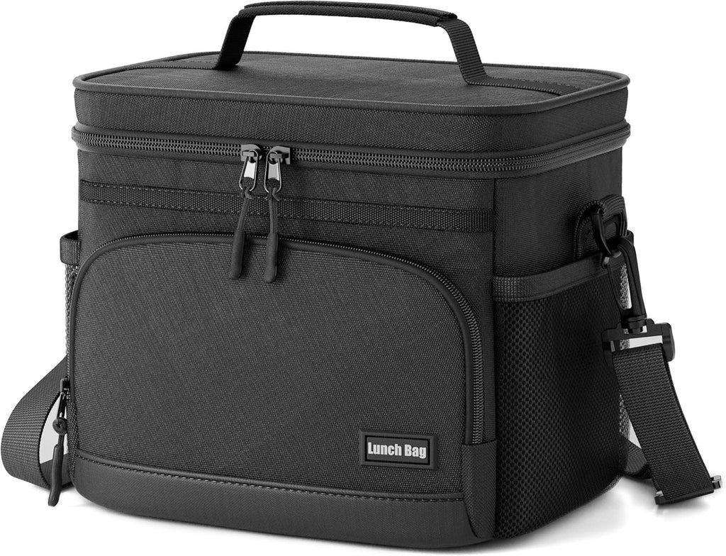 Skiennix Insulated Lunch Bag - Soft Cooler Tote for Work, Travel & Picnic | Black, 9L Capacity