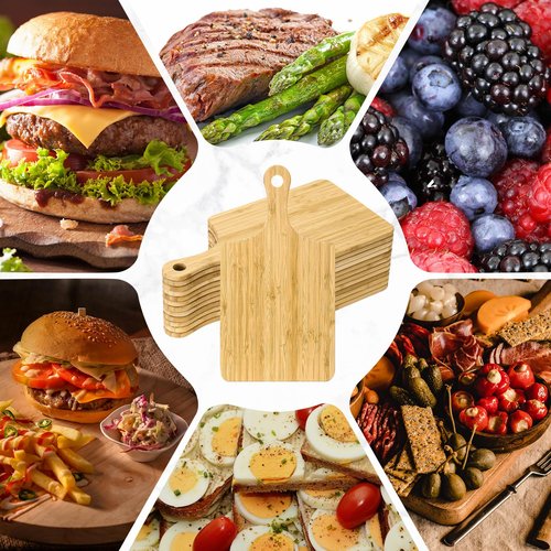 Zubebe 12 Pcs Bulk Wood Cutting Board with Handle Cutting Board for Laser Engraving, 13" x 7" Bamboo Serving Trays Charcuterie Trays for Customized Wedding Housewarming Mom Christmas Gift Party Favor