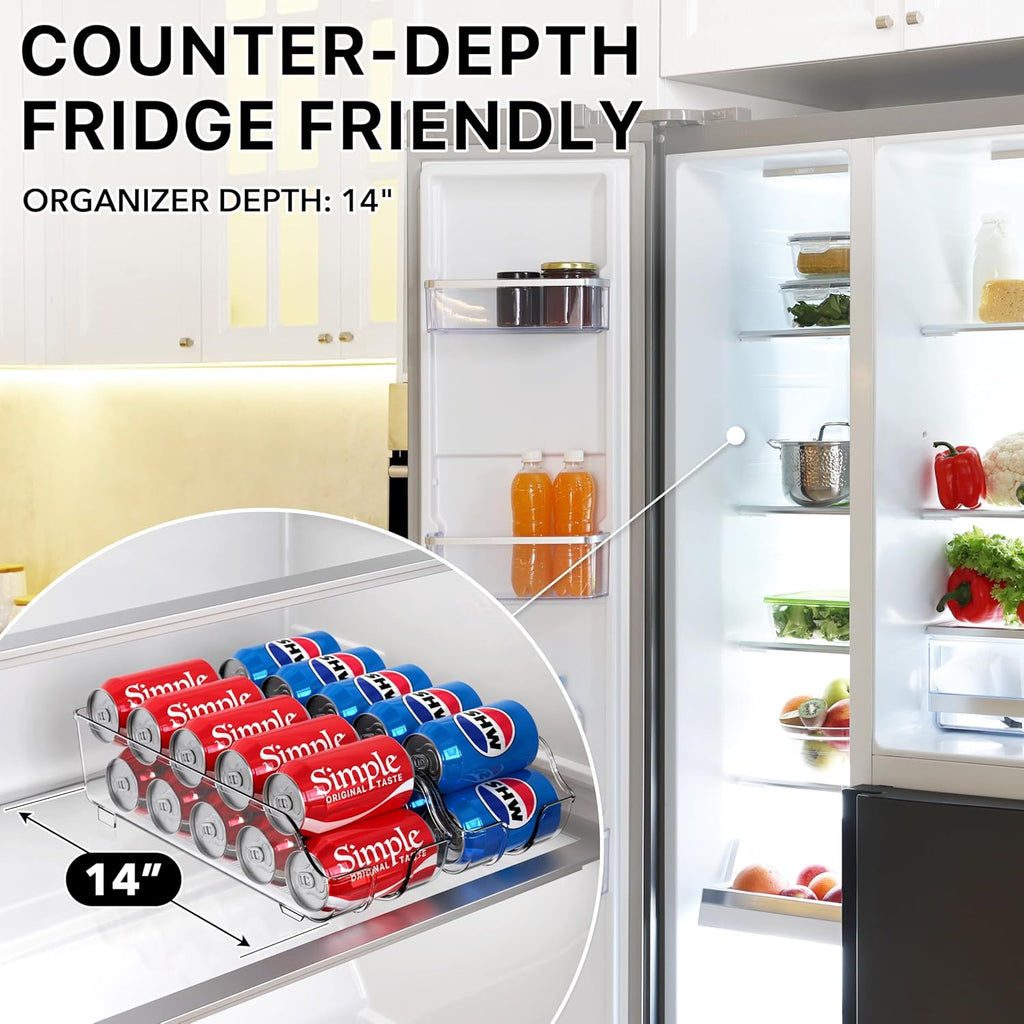 Simple Houseware Soda Can Organizer - Clear Dispenser for Refrigerator or Pantry Storage