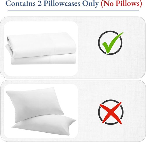 Heirloom 800 Thread Count 100% Cotton Sateen Pillowcases - Soft & Smooth | 2 White Standard Size