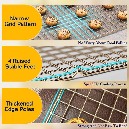 Heavy Duty Stainless Steel Cooling Racks by [Brand Name] - 10" x 16" | Oven & Dishwasher Safe, Perfect for Baking & Grilling