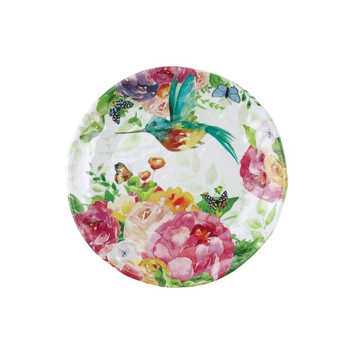 UPware 16 Piece Rose Garden Melamine Dinnerware Sets, Outdoor Dishes Set, Plates and Bowls Sets, Service for 4, Multicolor