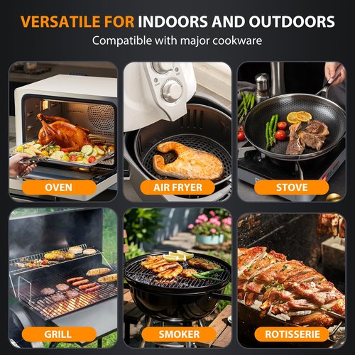 AI Smart Wireless Meat Thermometer, 10X Enhanced Signal and Stability, with High-Accuracy Sensors, Standalone Display Base, Instant Read LCD & App Control for Kitchen,BBQ,Oven,Grill,Air Fryer