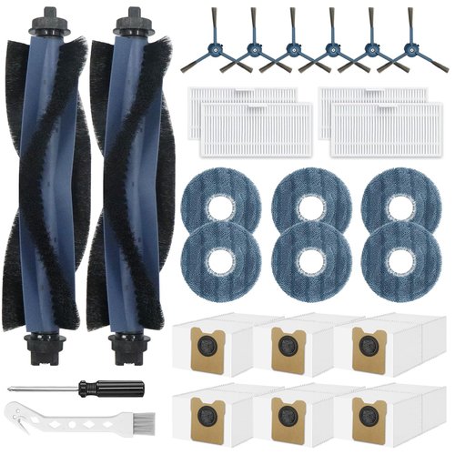 Ancolin 26 PCS Replacement Parts Fit fot Eufy Omni C20 Robot Vacuum Cleaner Accessories Kit, 2 Main Roller Brushs 4 Filters 6 Dust Bags 6 Mop Pads 6 Sidebrushs 1 Cleaning Brush 1 Screwdriver