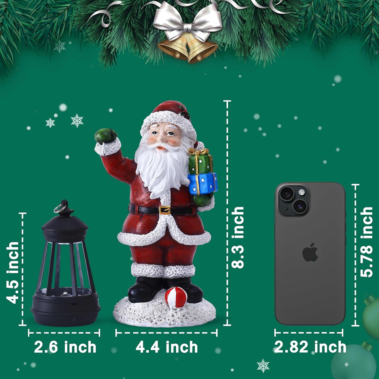 Skiennix Santa Claus Decor - Charming Standing Figurines with Lantern Light for Holiday Home Decor