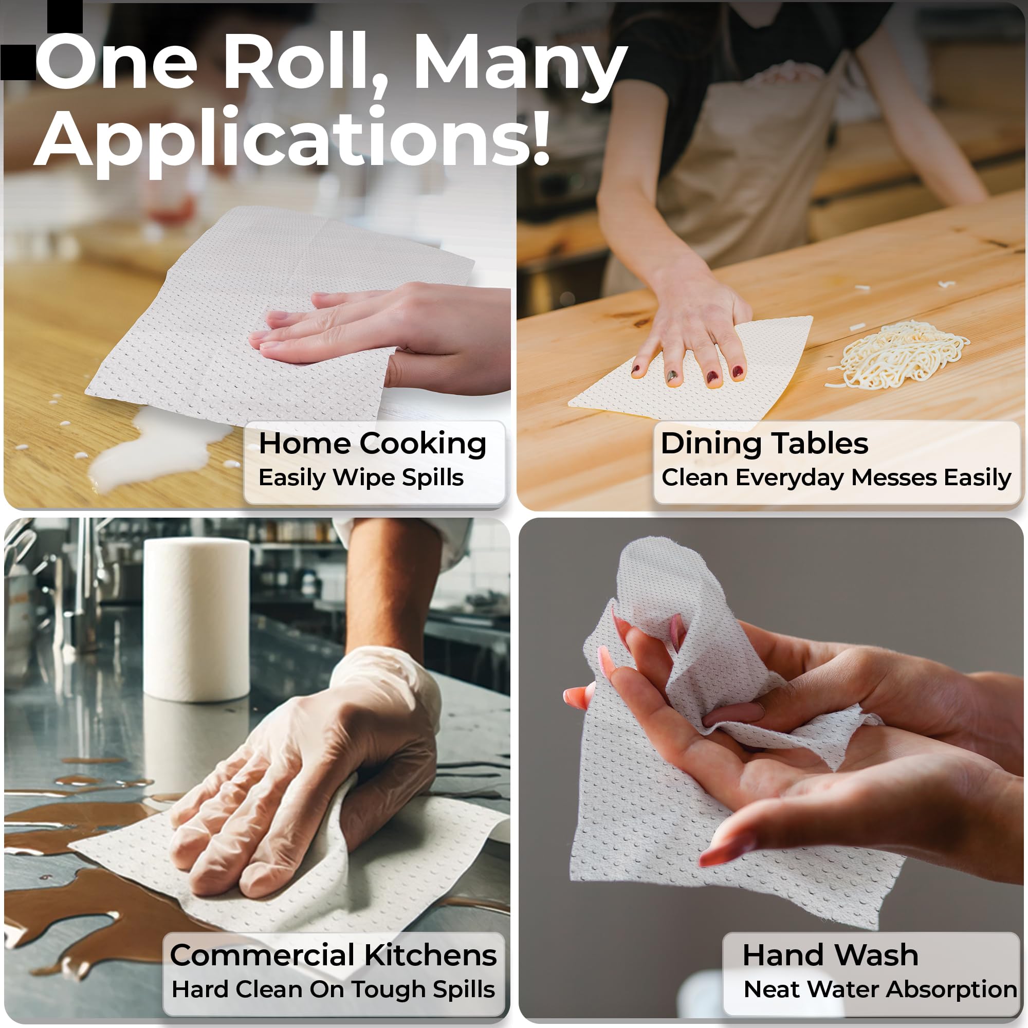 Restaurantware-Paper Towel Roll 600' x 1 Roll Long Paper Towel 8" Wide Hand Towel Roll 1 Ply Universal Dispenser 2" Core Hardwound High Absorbency Everyday Use For Commercial Washroom White