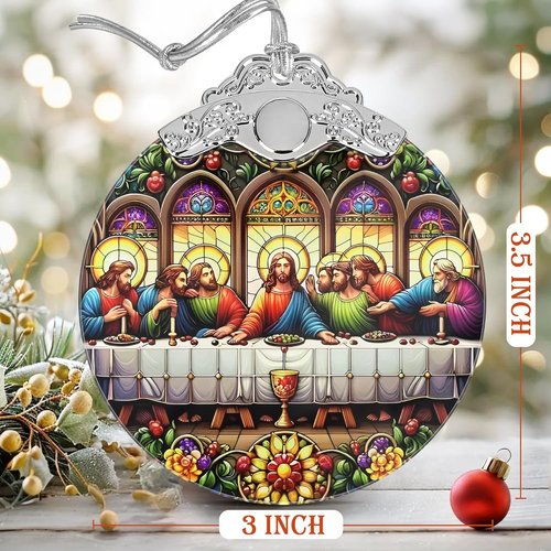 Last Supper Christmas Ornaments - 3" Stained Glass Decor | Perfect Holiday Gift for Religious Believers
