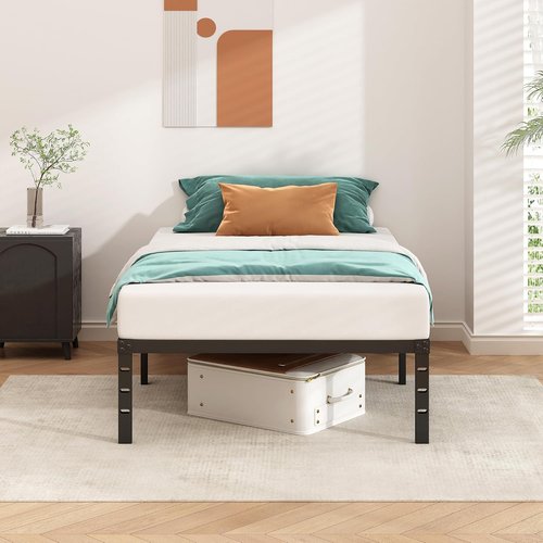 HLIPHA Metal Platform Bed Frame - 14-Inch Tall Twin Size with Sturdy Slat Support | Easy Assembly, Black