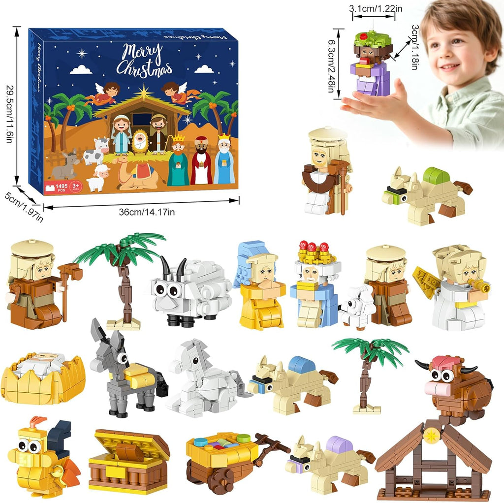 Nativity Building Blocks Advent Calendar 2025 - 24 Days of Christmas Countdown STEM Toy for All Ages