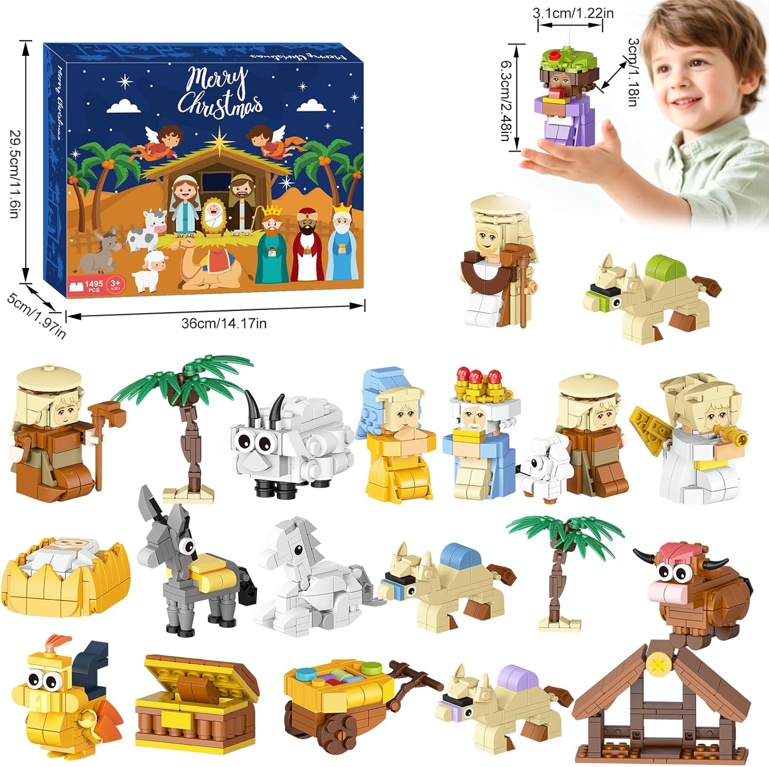 Nativity Building Blocks Advent Calendar 2025 - 24 Days of Christmas Countdown STEM Toy for All Ages