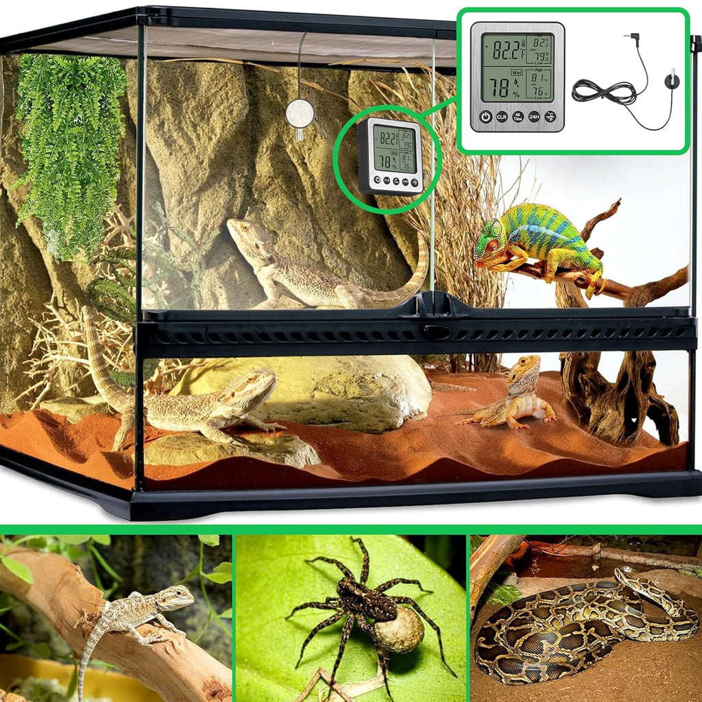 ZZ20 Digital Refrigerator Freezer Thermometer - Extra Sensor Reptile Hygrometer with Max/Min Memory
