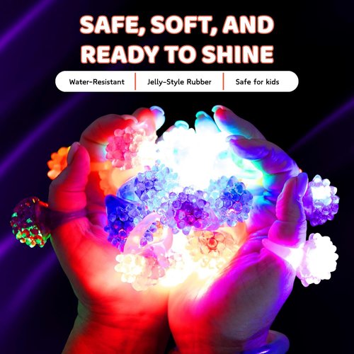 Kangaroo LED Light-Up Rings - Colorful Flashing Finger Lights | 24 Pack Party Favors for Kids