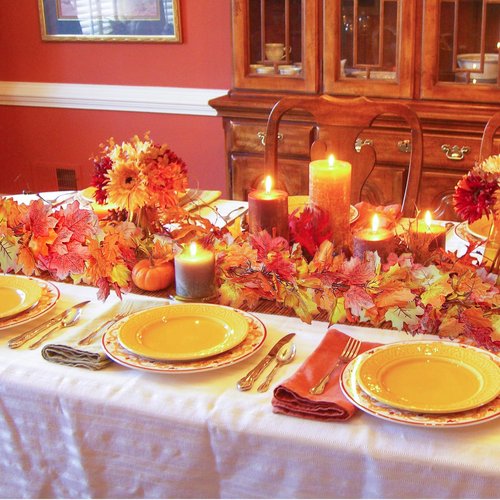 3 Pack Fall Maple Garland 6Ft Artificial Maple Leaf Leaves Autumn Garland Hanging Fall for Table Front Door Thanksgiving Decor (3)
