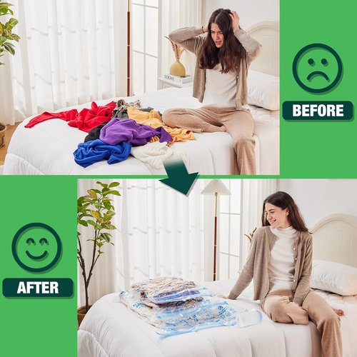 HIBAG Vacuum Storage Bags - Electric Pump Included | Jumbo 10-Pack for Clothes, Pillows & Bedding