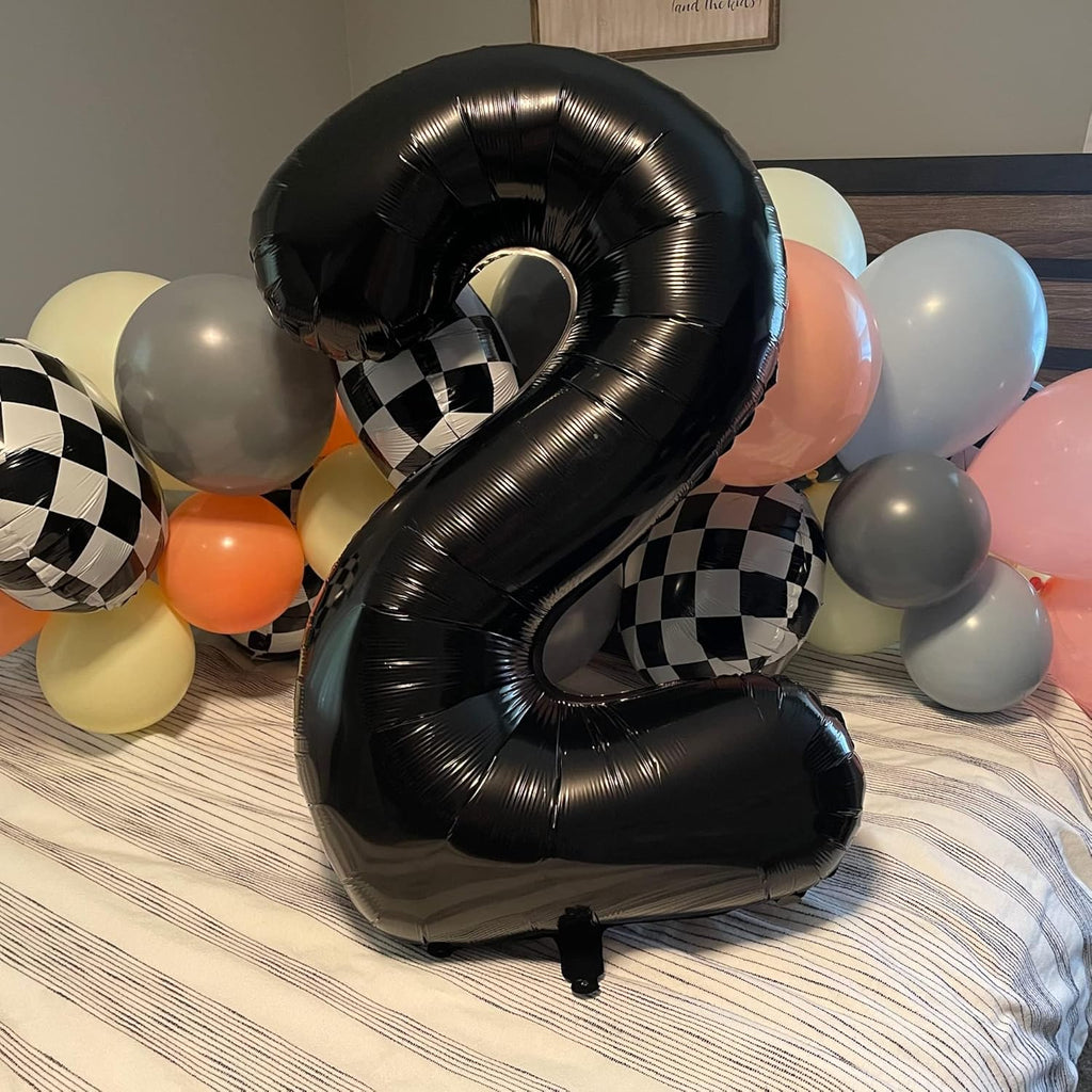 Black Number Balloons - 40-Inch Large Number 4 Foil Mylar Helium Balloons for Birthday & Graduation Celebrations