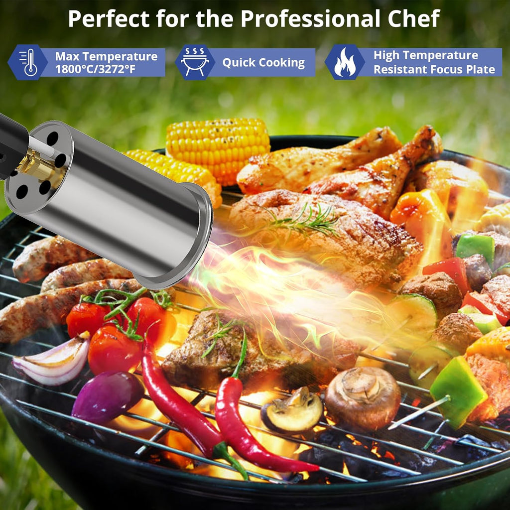 Sondiko Propane Torch - Powerful Adjustable Grill & Cooking Tool for Searing Steak | Black & Grey