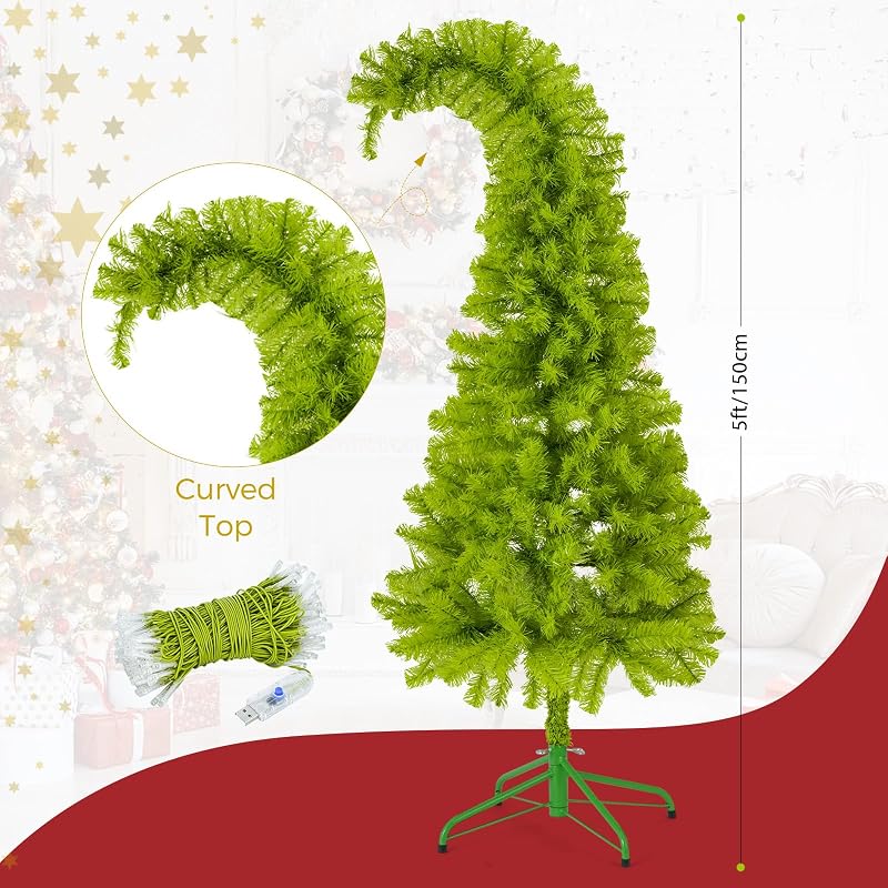 5ft Whimsical Christmas Tree with LED Lights - Artificial Tree with Timer & 8 Lighting Modes