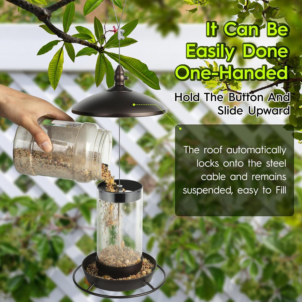 Youvip Metal Roof Bird Feeder - Chew-Proof Design for Outdoor Use | Bronze Finish
