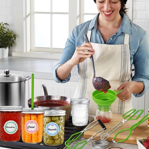 Canning Pot Water Bath Canner with Rack and Mason Jars, 20 Quart Stainless Steel Stock Pots, Canning Supplies Starter Kit Beginners Tools Set, Jar Lifter Tongs and Pickling Kit Accessories