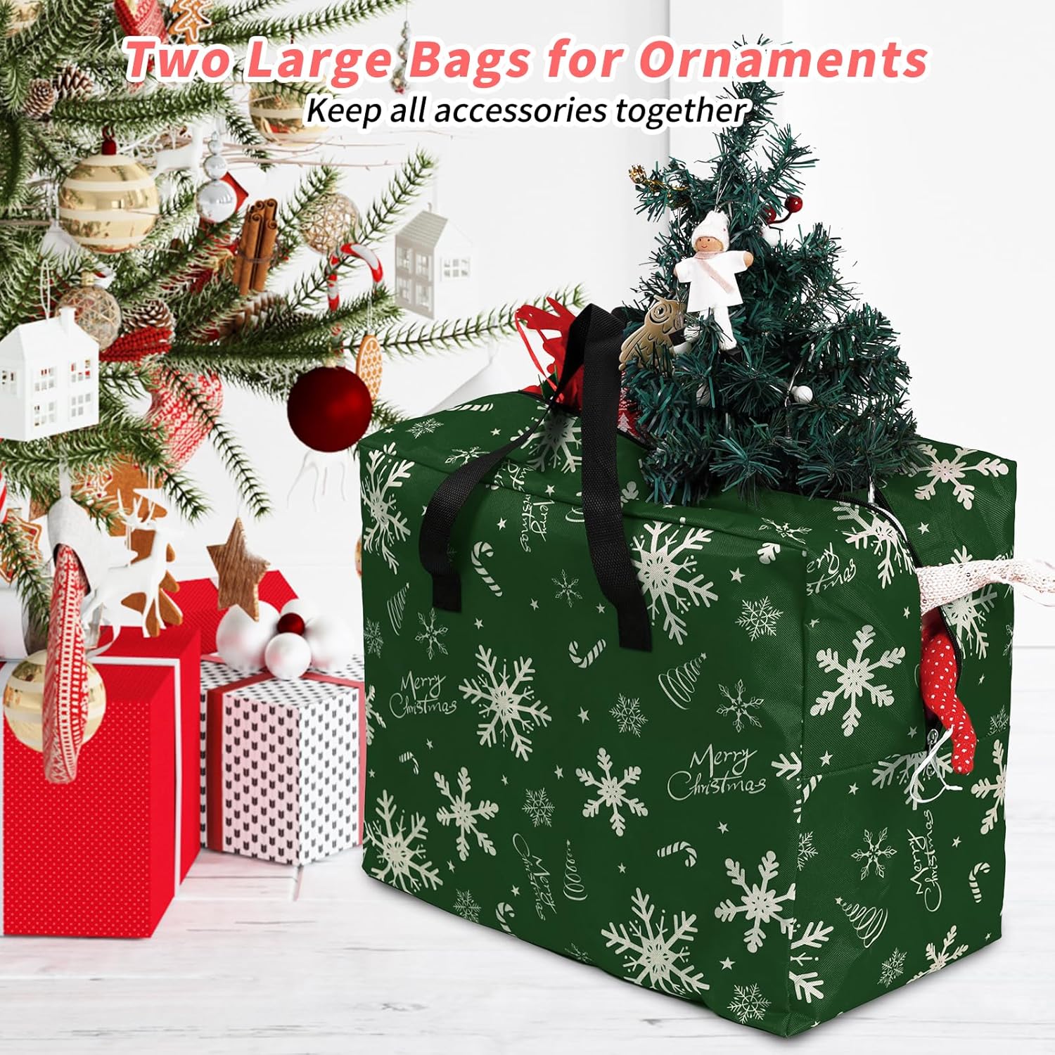 RICHIE Christmas Tree Storage Bag - 7.5 ft Durable 600D Oxford | Fits Up to 7 ft Artificial Trees, Green