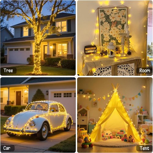 JMEXSUSS Battery Operated String Lights - 66ft 200 LED Warm White Fairy Lights with Remote | Indoor & Outdoor Use