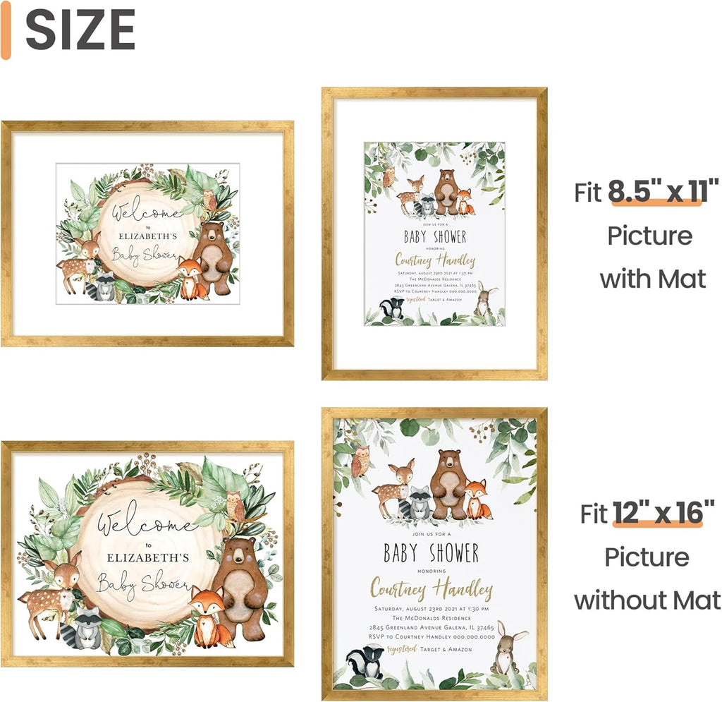 Upsimples 12x16 Picture Frame - Display 8.5x11 Photos with Mat or 12x16 Without Mat - Bronze Finish