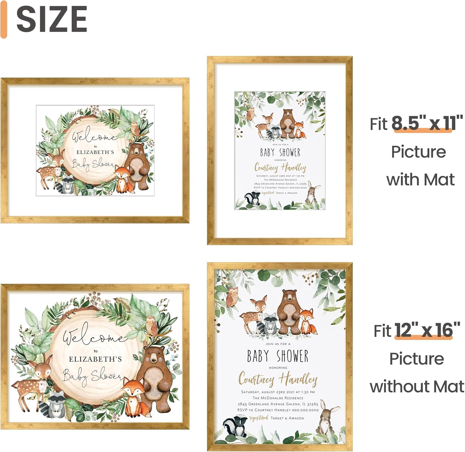 Upsimples 12x16 Picture Frame - Display 8.5x11 Photos with Mat or 12x16 Without Mat - Bronze Finish
