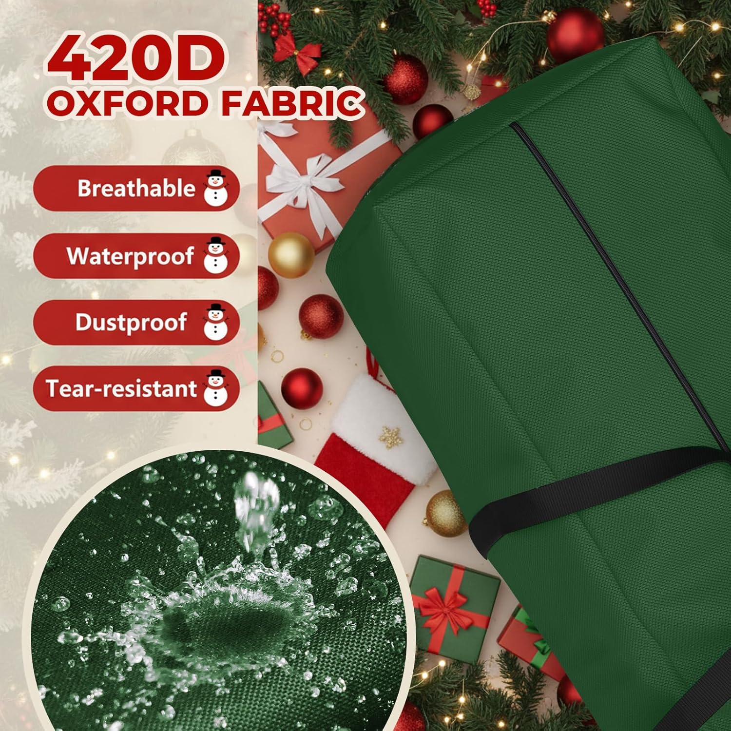 Skiennix Extra Large Christmas Tree Storage Bag - Fits Up to 12 ft Trees | Heavy Duty Waterproof Design, 68” L x 30” W x 20” H