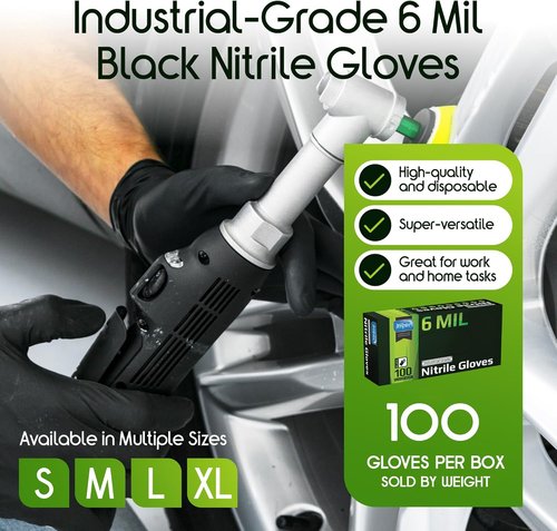 Inspire Black Nitrile Gloves - Heavy Duty 6 Mil Chemical Resistant Disposable Gloves | Ideal for Medical & Cleaning