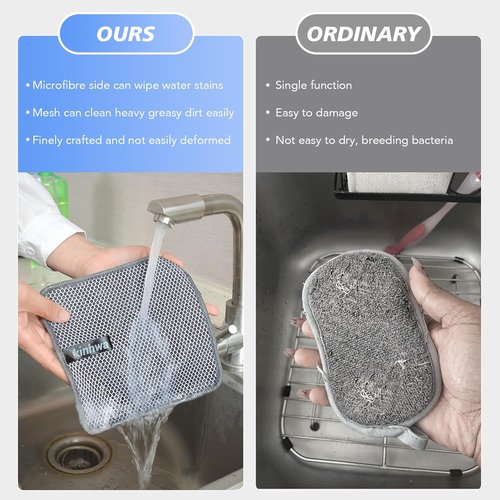 KinHwa Microfiber Dish Cloths - Absorbent & Quick Dry Kitchen Washcloths | 9 Pack (Gray, 7"x7")