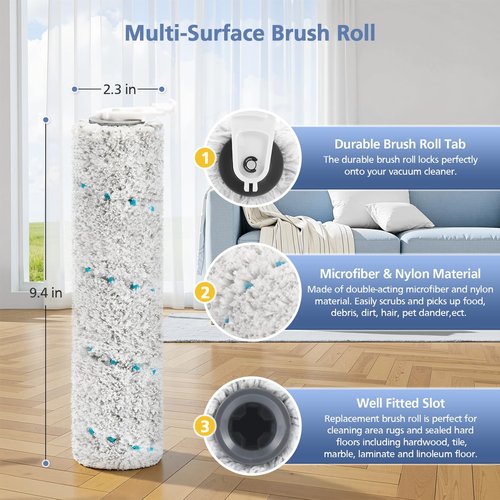 3 Pack Multi-Surface Brush Rolls 2787 and Vacuum Filters 1866 Compatible with Bissell CrossWave Max 2554 2554A 2590 2593 2596, for HydroSteam Plus 35151 3515 35152 3513 3518, Part 1618638 & 1608684