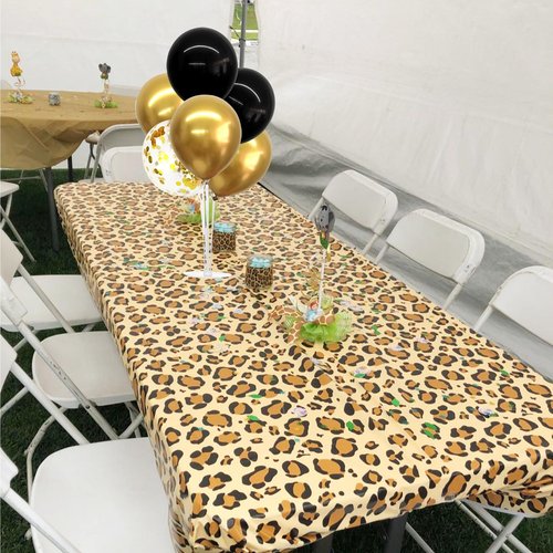 Leopard Party Decorations Cheetah Happy Birthday Banner Cheetah Theme Balloons Leopard Print Tablecloth for Safari Wild Birthday Party Supplies (Gold Leopard Print)