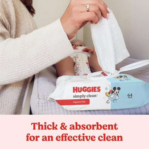 Huggies Simply Clean Baby Diaper Wipes - Unscented & Gentle | 11 Flip-Top Packs (704 Wipes)