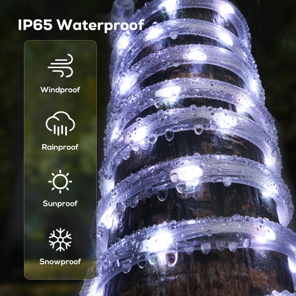 Soiarllt 100Ft 720 LED Rope Lights Outdoor Waterproof with Remote, 8 Modes and 4 Brightness Rope Lights for Outside, Garden, Patio, Pool, Bedroom, Party, Indoor Outdoor Decoration (Cool White)