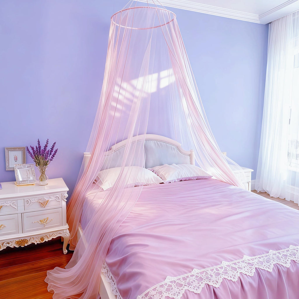 Daksha Princess Pink Bed Canopy for Girls, Dreamy Canopy Net Fits Most Single, Twin, Full and Queen Size Bed, Room Decor, Kids Bedroom Accessories