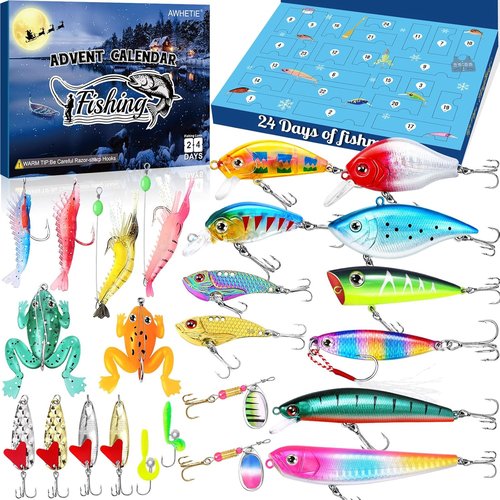 Fishing Advent Calendar 2025 - 24 Days Countdown with Lures for Men & Teens | Perfect Holiday Gift