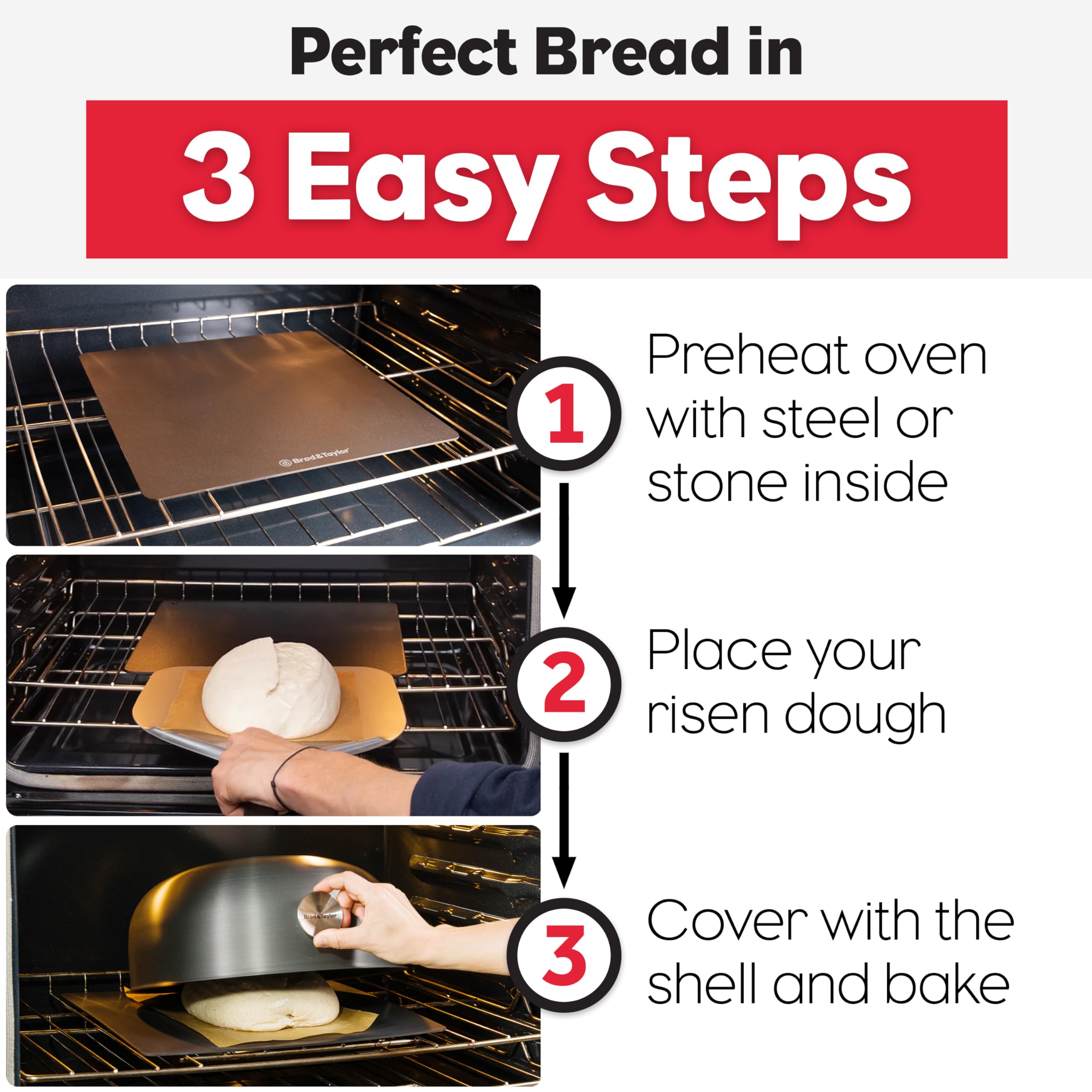 Brod & Taylor Ultralight Baking Shell for Sourdough Bread (Boule) – No Preheating Needed for Crispy Crust and Even Baking