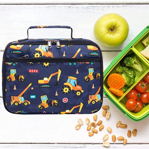 Lunch Bags for Kids Boys Insulated Lunch Boxes Cooler Toddler Lunch Tote Bag Thermo Picnic Bag for School Children(Truck-Navy Blue)