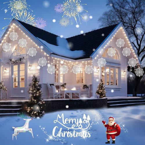 Brightown Christmas Snowflake Icicle Lights - 23.6ft 10 Drops | 480 LED Outdoor & Indoor Decor