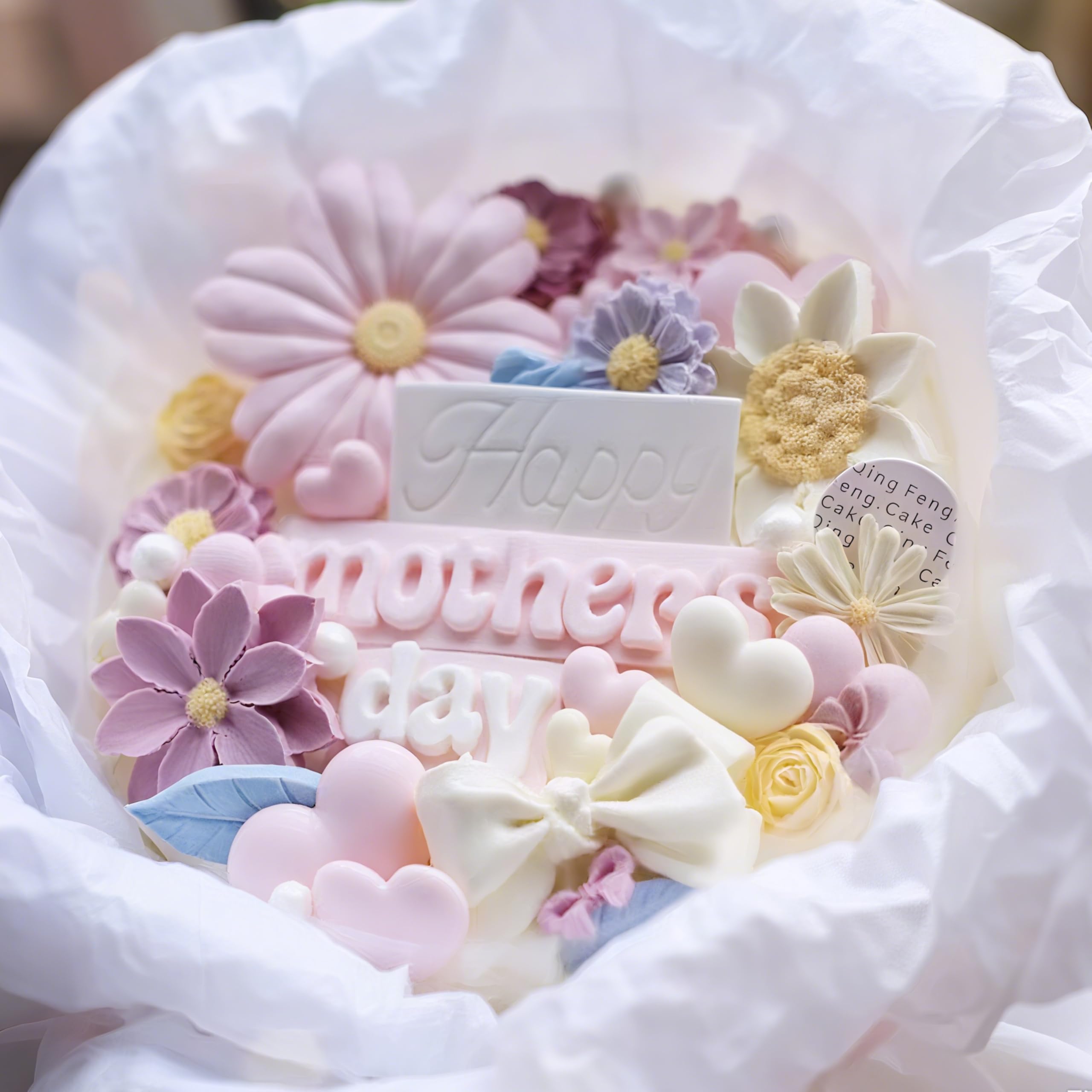 4Pcs Geometric Molds Silicone Chocolate Mold Set, Small Flower,Heart,Star and Semicircle Shapes Fondant Cake Molds, Polymer Clay Resin Mold for Baking and Cake Cupcake Decorating (Pink)